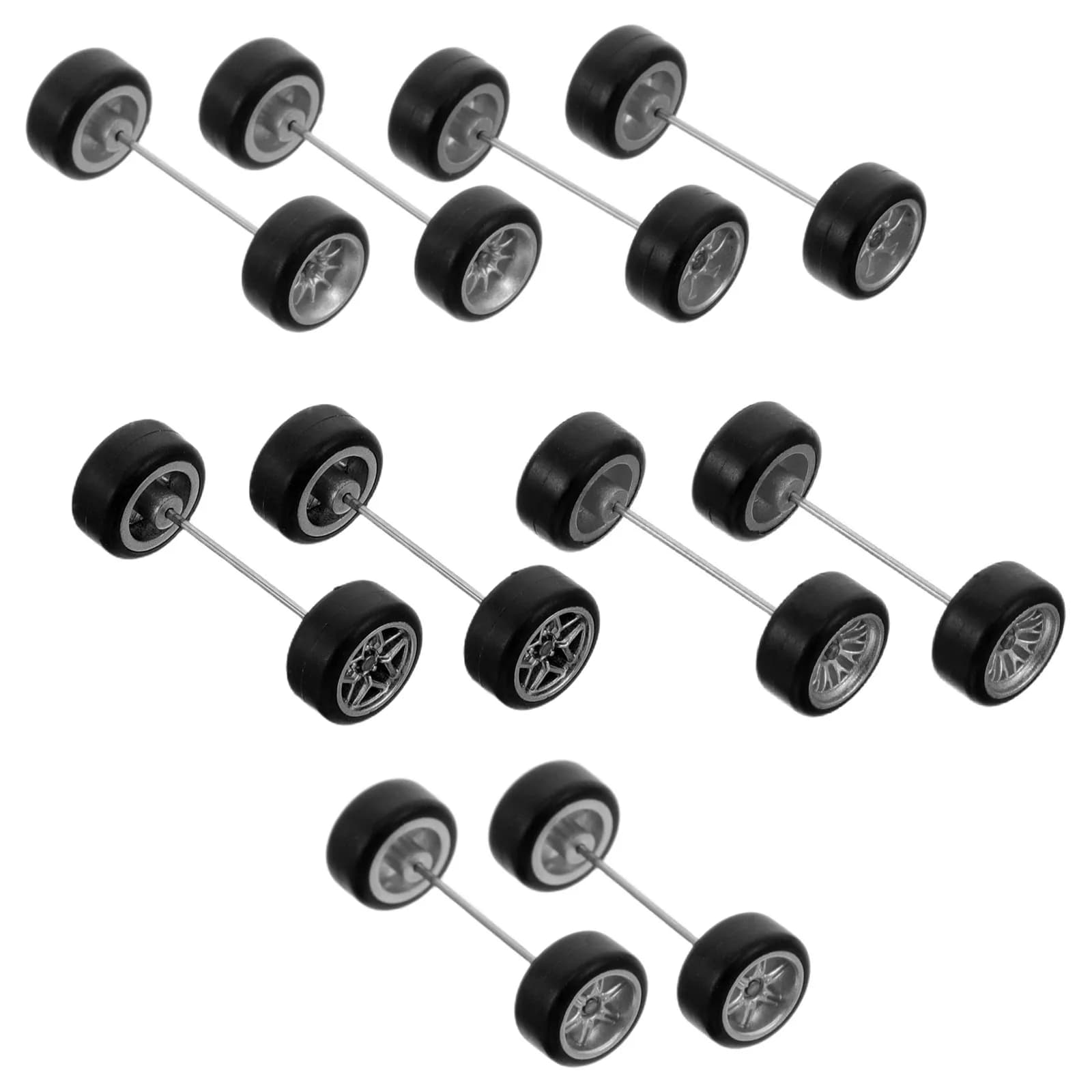 5Pair Alloy Car Wheels Rubber Tires Precision Replacement for Rc Truck Car Boat Helicopter Wheel Stem Shaft Axles Set Accessory