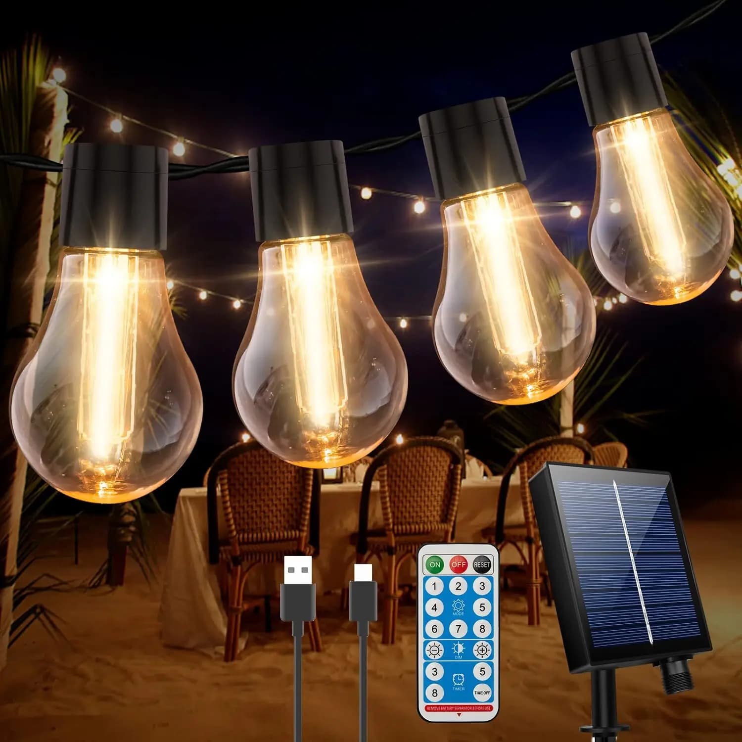 30 LED 11,7 M lucine lampadine solari per esterni IP65, lucine solari a 8 modalità per patio giardino, balcone decorat