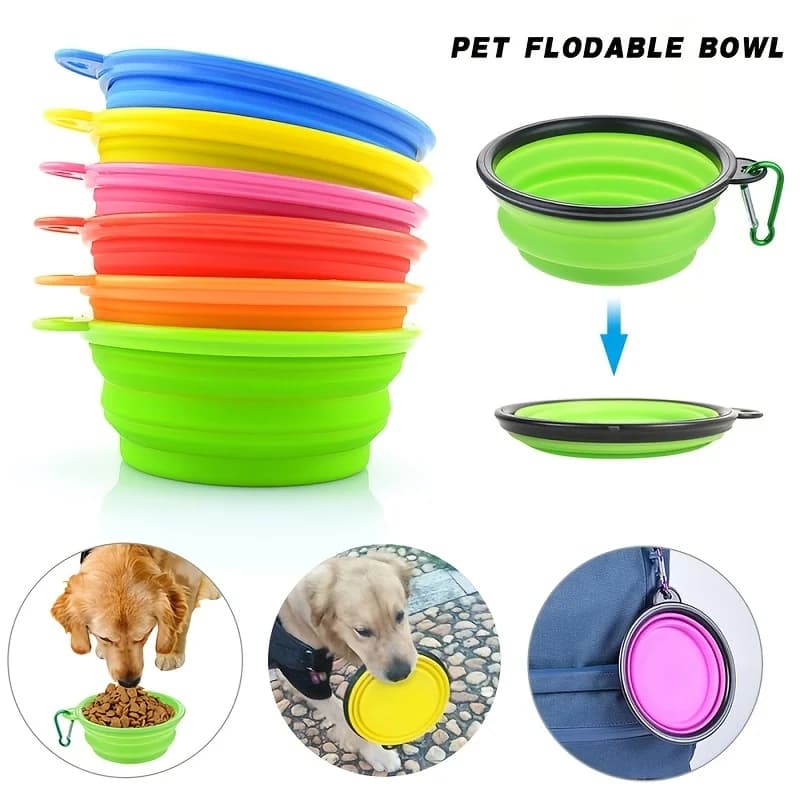 Ciotola Portatile per Acqua e Cibo per Animali Domestici, Ciotola Pieghevole in Silicone TPR Resistente per Cani e Gatti