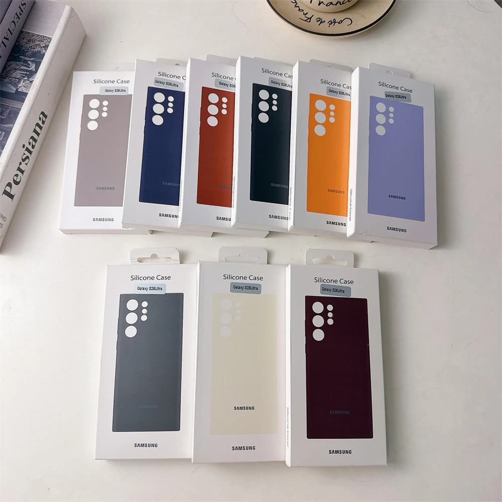 Original Samsung Galaxy S26 S25 S24 Ultra S23 S22 Plus S24 FE Liquid Silicone Phone Case Protective Shell Shockproof Cover Box