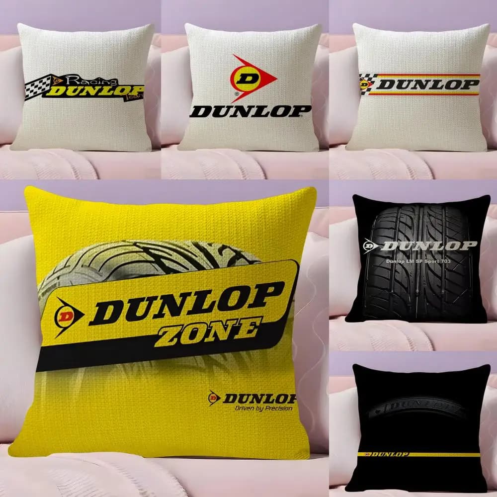D-Dunlop logo cushion cover, organic linen natural fabric, front-back printing, sofa decoration, home, gift, pillow lining