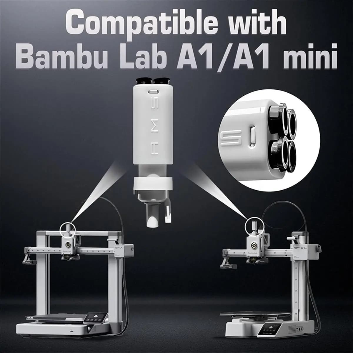 (B63C) 2 Packs for Bamboo Lab A1/A1Mini AMS Lite Filament Hub Five Way Components 4-in-1 PTFE Adapter 3D Printers Parts