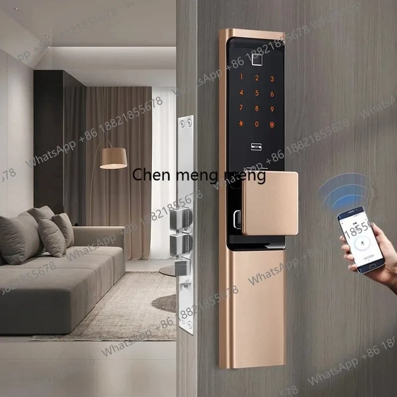 Serratura Elettronica Intelligente con Rilevamento Impronte Digitali e Carte, Accesso Remoto WiFi per Porte in Legno, Sicurezza Domestica