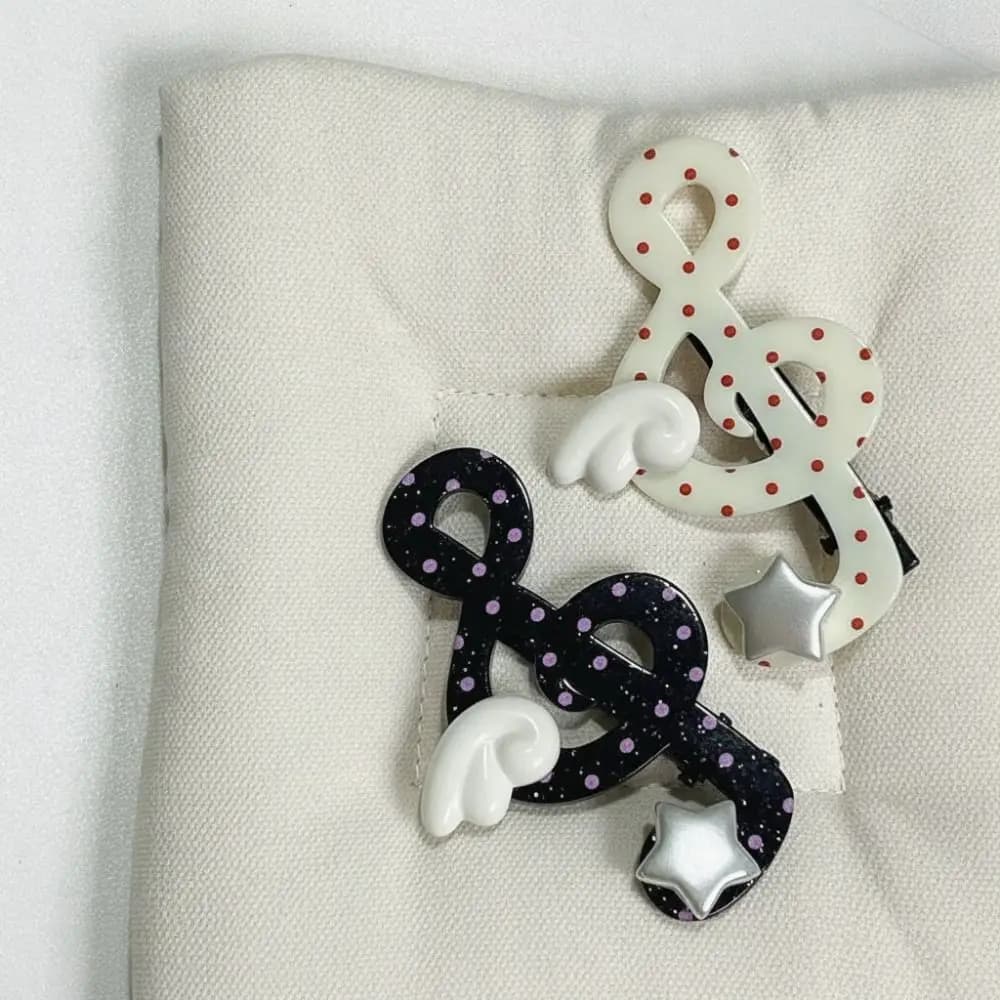 Acrylic Music Note Hairpin Anti Slip Polka Dot Musical Note Hair Clip Korean Style Sweet Shape Star Wing Clip Casual Wear