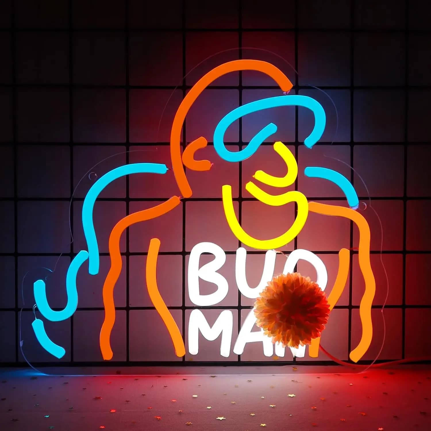 Insegna al Neon Bud Man, Luce da Parete Artistica USB, Luce LED al Neon per Casa, Bar, Feste, Sala Giochi, Camera da Letto, Decorazione, Regalo, Luce Notturna