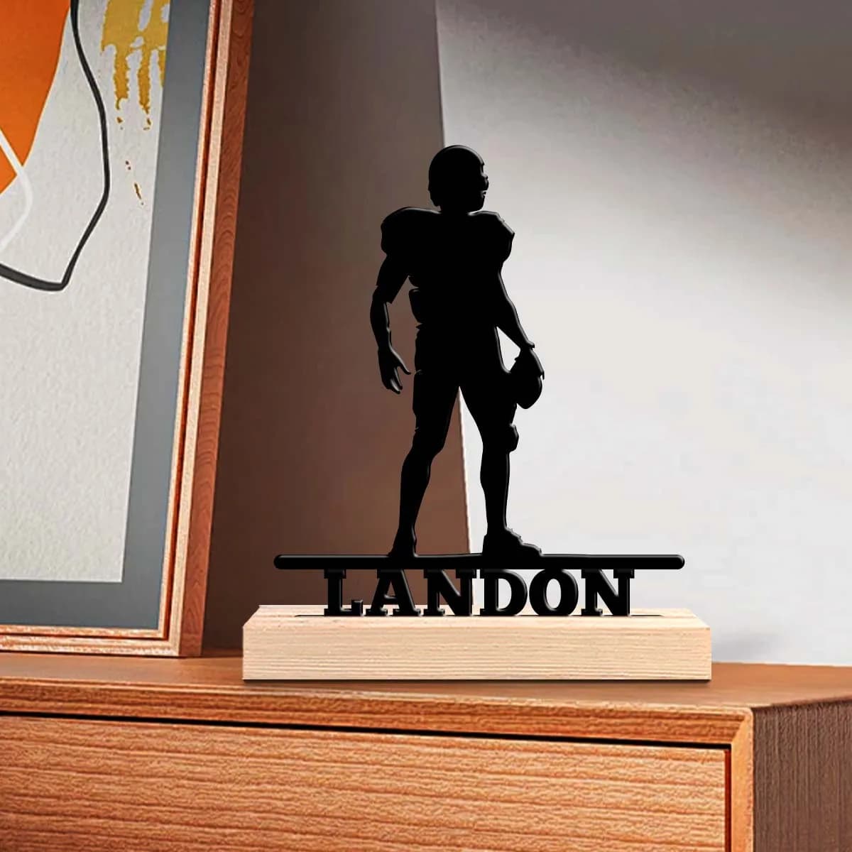 1pc Metal Art Desktop Decoration Custom Content Equipped with Wooden Base Gifts and Metal Decorations for Family and Friends