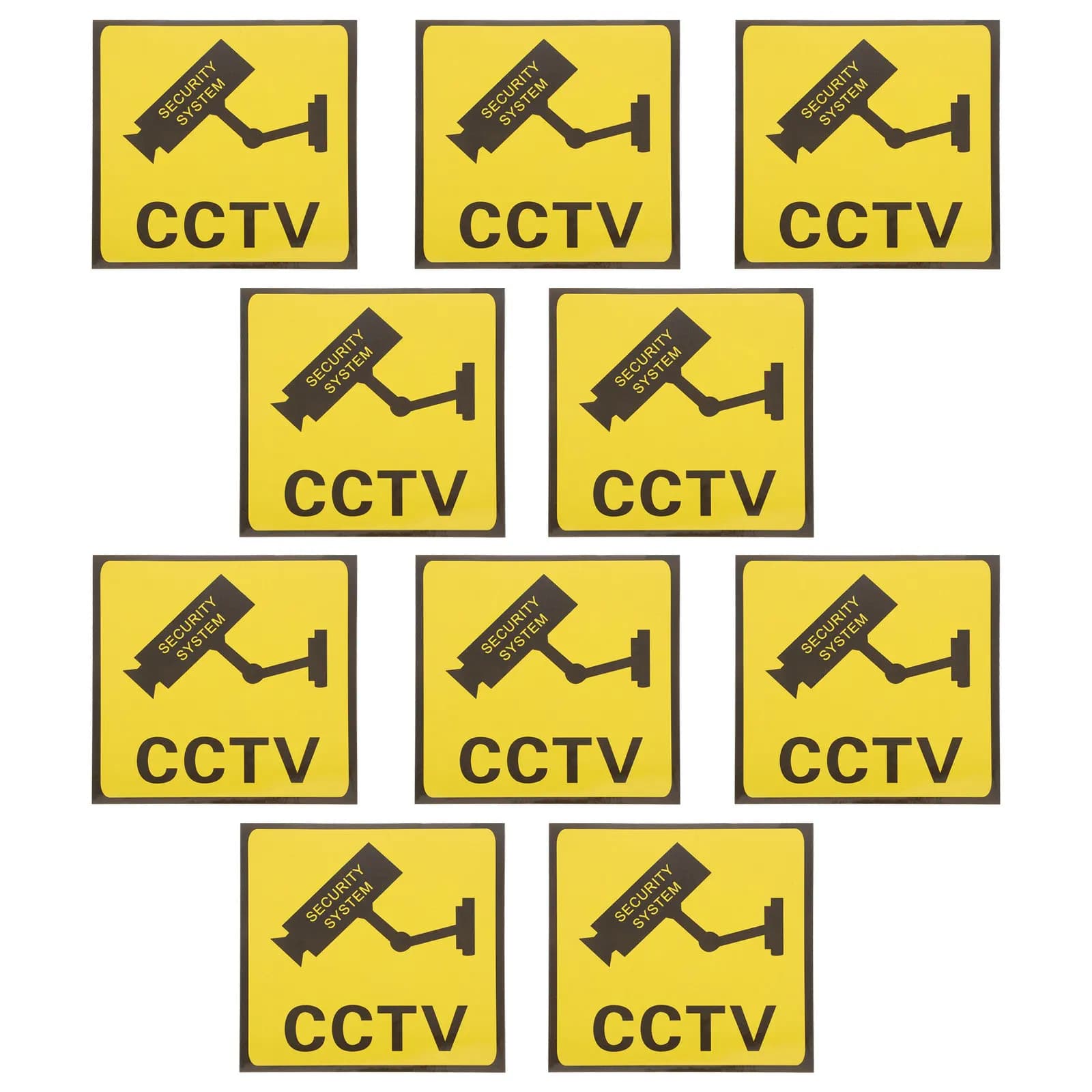 10Pcs Camera Monitoring Signs Video Warning Stickers High-Visibility Self-Adhesive Caution Labels for School Security Store