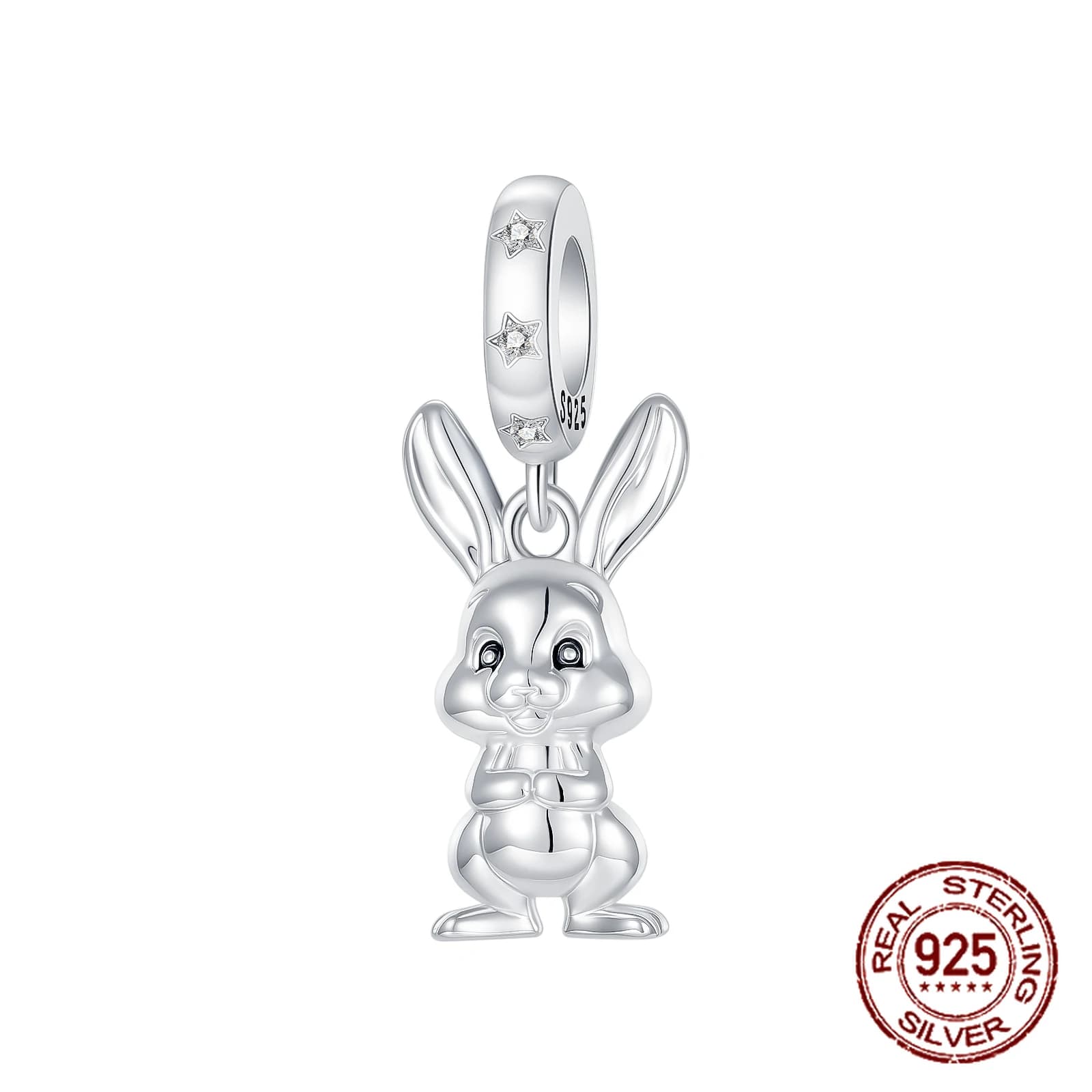 Braccialetti con ciondolo a forma di coniglietto carino ipoallergenico in argento sterling 925 con perline pasquali, adorabili gioielli regalo per le donne