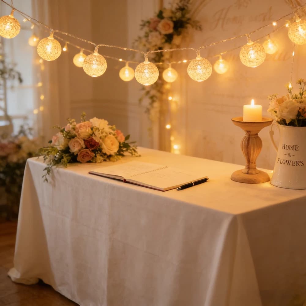 Catena Luminosa a Palline di Cotone 10/20 LED, Ghirlanda Luminosa, Lampada Fatata LED per Feste, Matrimoni, Compleanni, Decorazione Casa e Camera da Letto, con Scatola Batterie