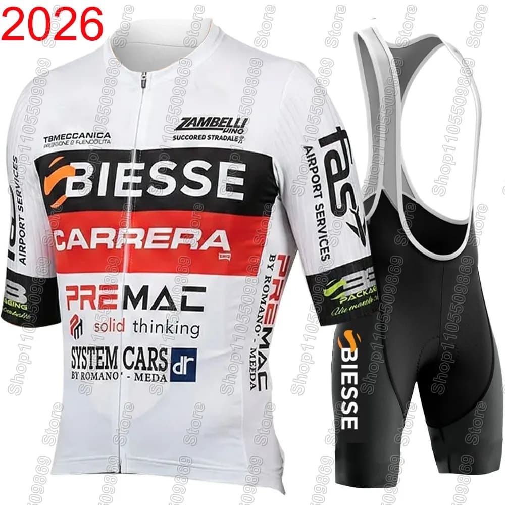 Completo Ciclismo Team Biesse 2026 Estivo Manica Corta Italia Abbigliamento Uomo Maglia Bici da Corsa Pantaloncini con Bretelle MTB