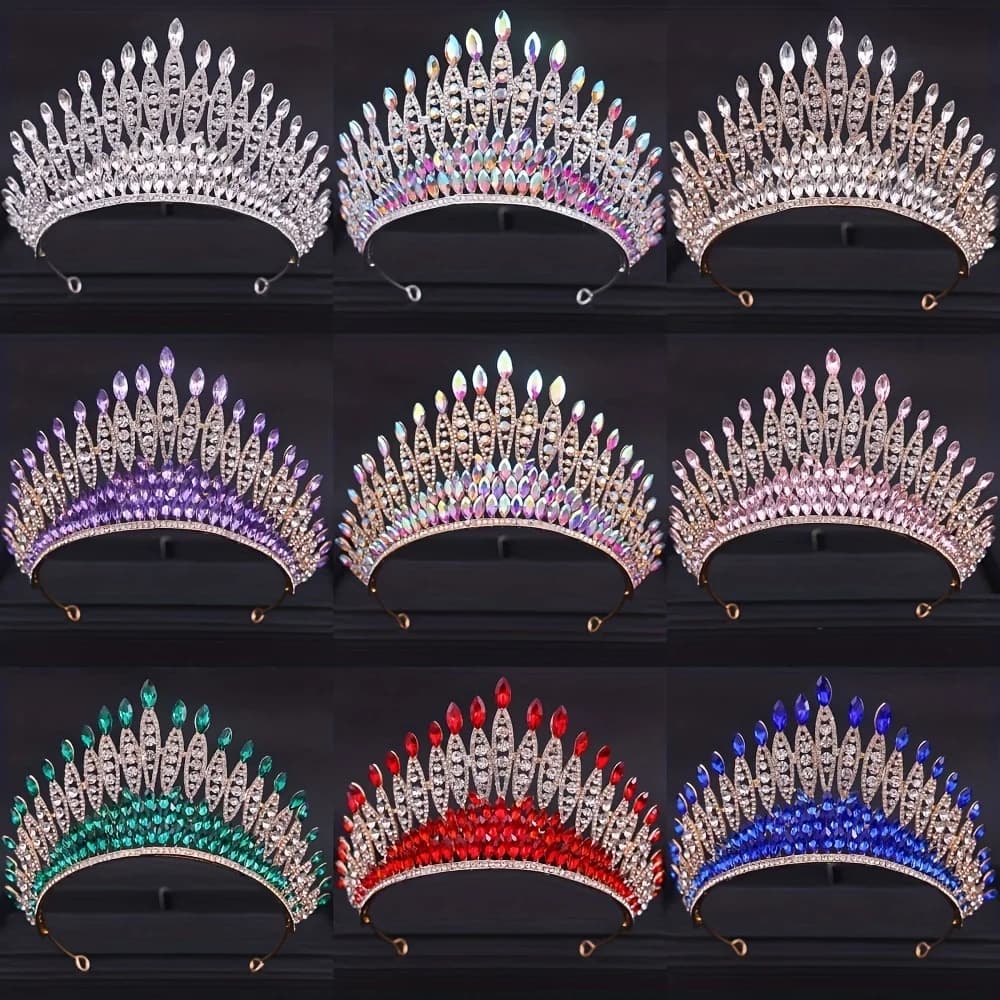 Diademi e corone di cristallo barocchi Strass Prom Diadema Corona Tiara per le donne Accessori per capelli da sposa Corona di gioielli