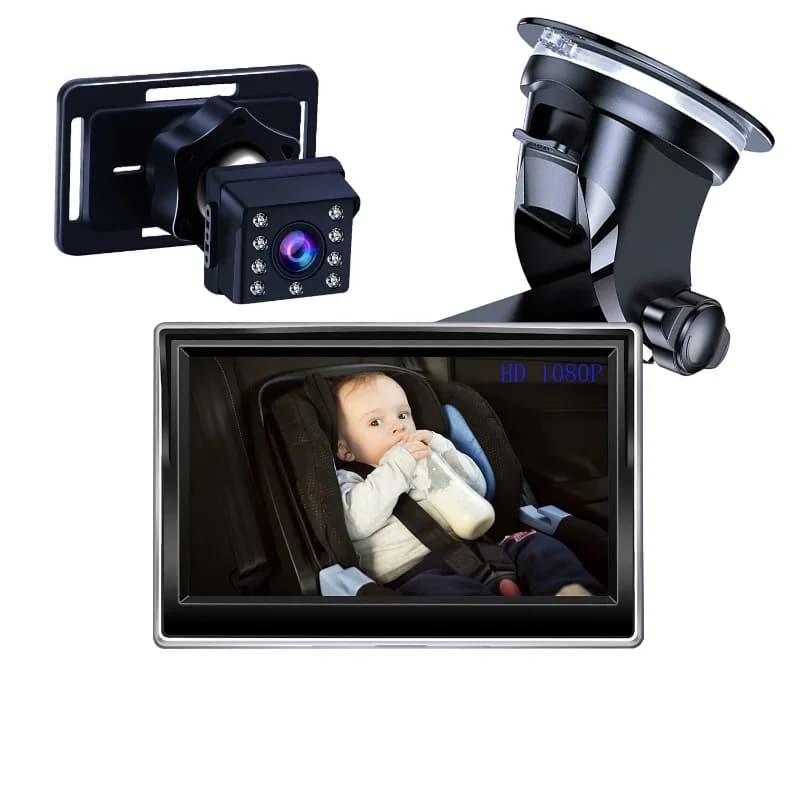 Seggiolino di sicurezza Baby monitor per auto HD 1080P da 5 pollici Monitoraggio digitale per bambini con visione notturna ad alta definizione