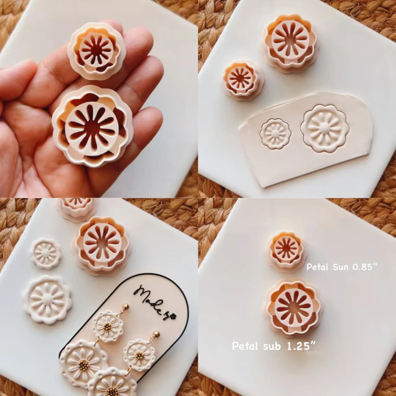 Set of unique Boho embossed cutters (5 sets) | Set of cutters for classic pendant earrings | Unique set of clay cutters for earrings