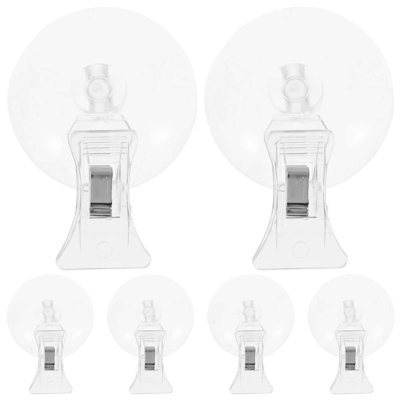 6 Pezzi Clip a Ventosa Trasparenti in Plastica, Ganci a Forte Suzione per Finestre, Espositori per Negozi, Porta Cartelli, Resistenti e Multiuso