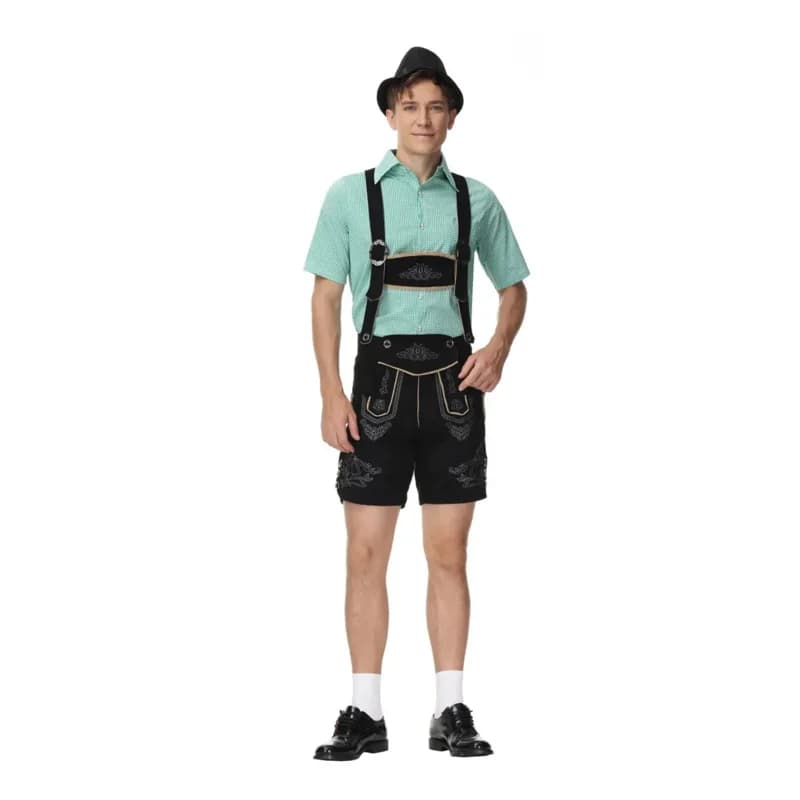 Costume tradizionale dell'Oktoberfest Halloween maschile Lederhosen Bavarese Octoberfest Camicia Cappello Festival della birra Costumi Cosplay