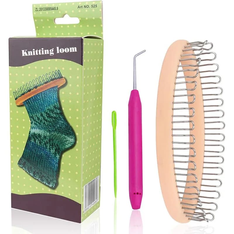 Kit telaio per calzini Calzini per tessitura Telaio per maglieria Estensori in acciaio Kit gancio per calzino Sciarpa Cappello Tessitore Ago per cucire Strumento per maglieria
