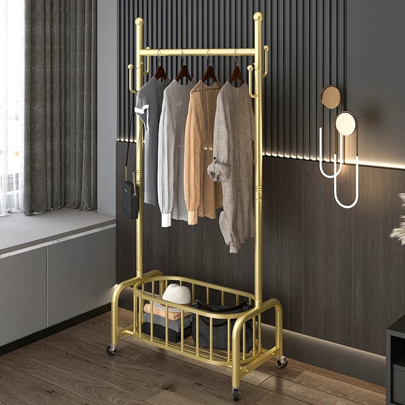 Appendiabiti da pavimento al soffitto, appendiabiti da camera da letto, leggero, di lusso, per soggiorno, mobile, con ruota, per asciugare i vestiti, semplice