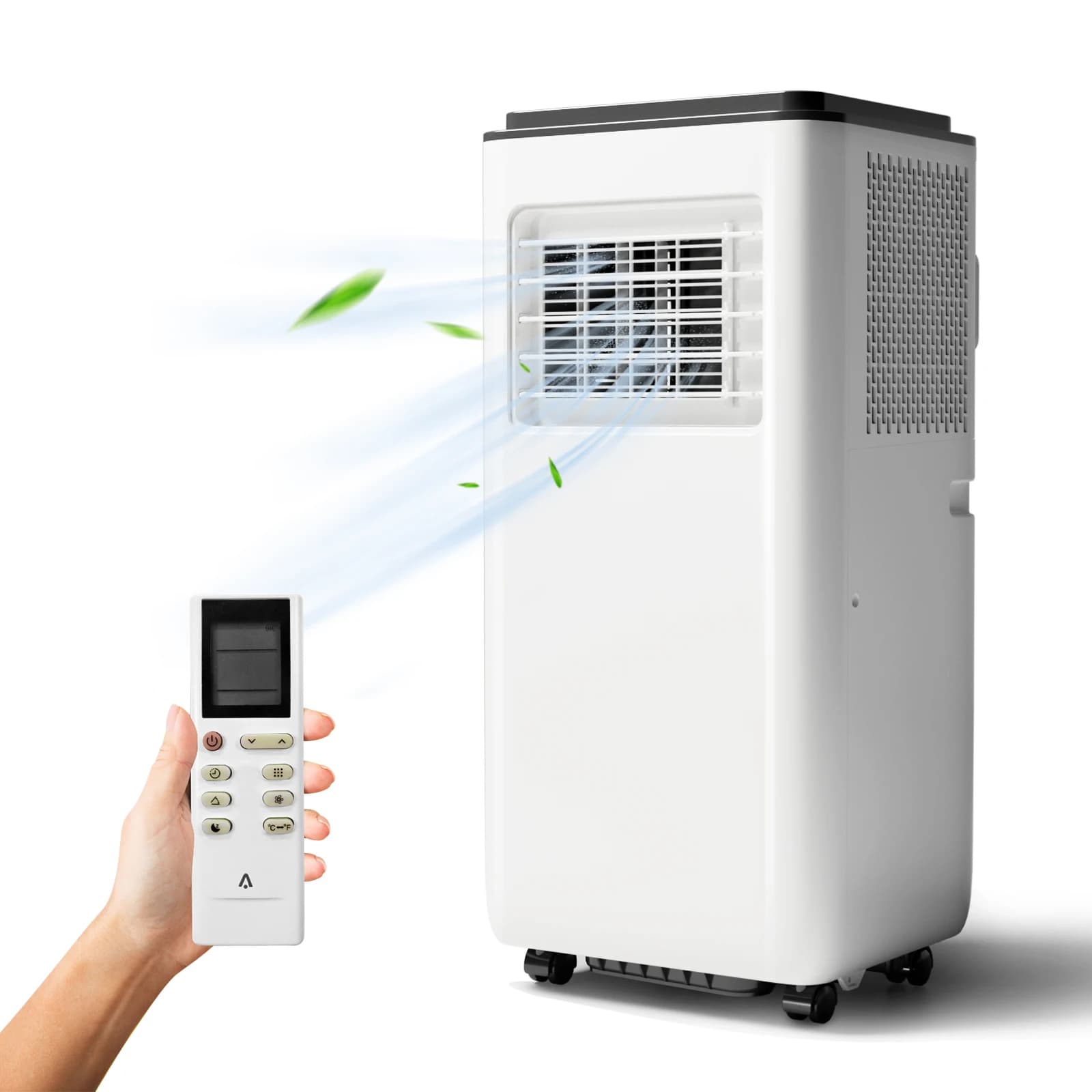 Condizionatore d'aria portatile -8000 BTU, silenzioso, telecomando, timer 24 ore, con kit completo per finestra, per stanze fino a 200 piedi quadrati