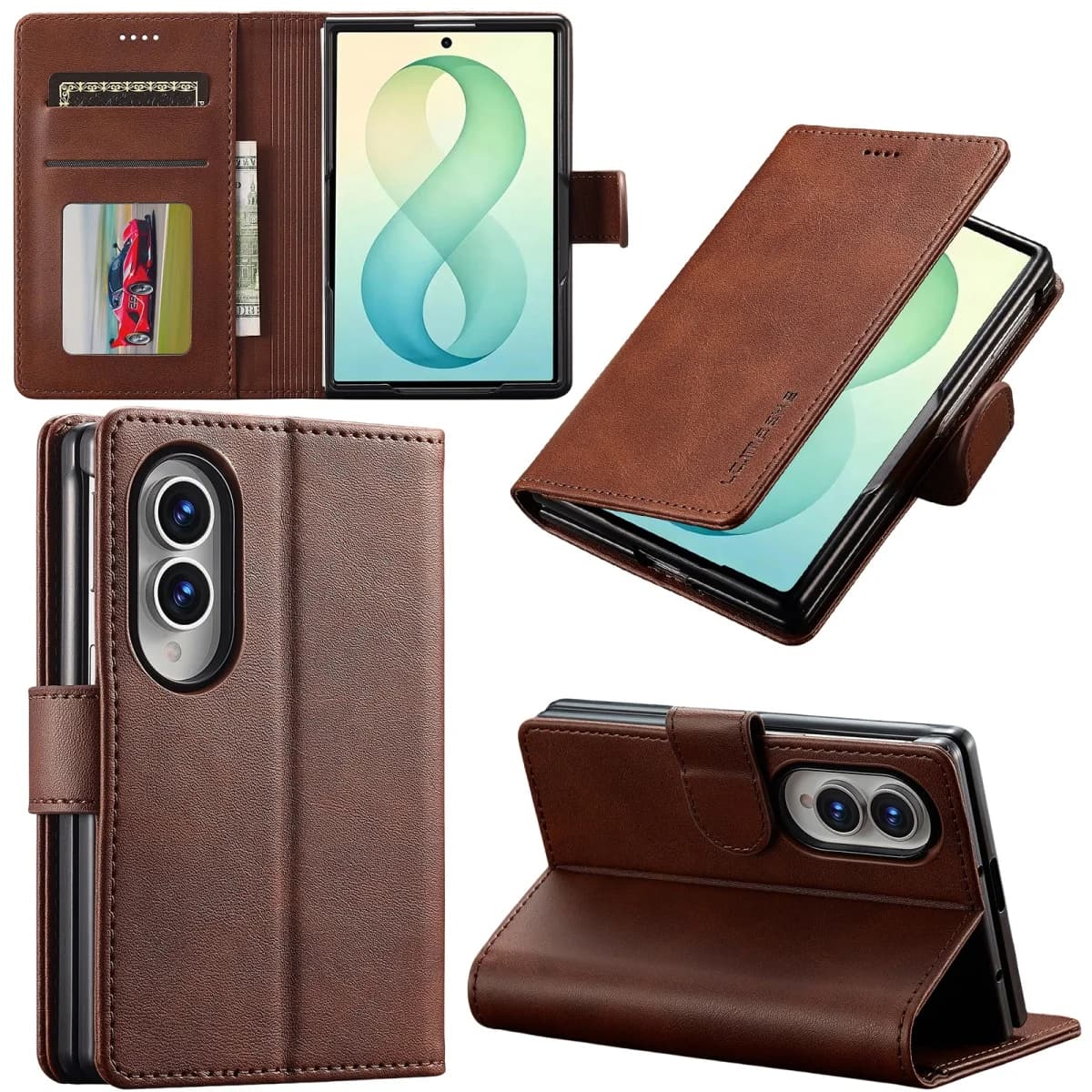 Shockproof for Samsung Galaxy Z Fold 8 Ultra 7 6 5 4 3 Fold8 Fold7 Wallet Case with Card Holder Flip Kickstand PU Leather Cover