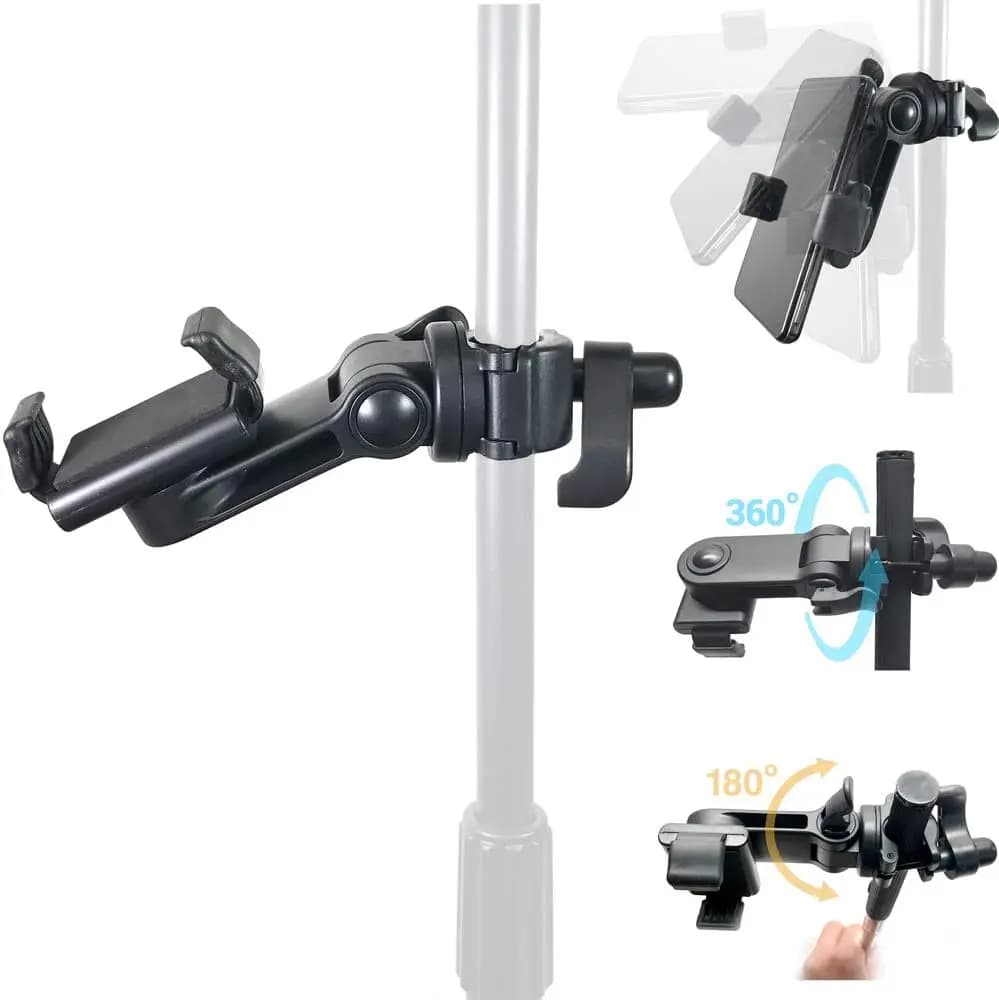 Supporto Universale per Microfono e Smartphone con Rotazione a 360° ° Supporto Girevole per Tutti i Telefoni Fino a 3,75 Pollici di Larghezza