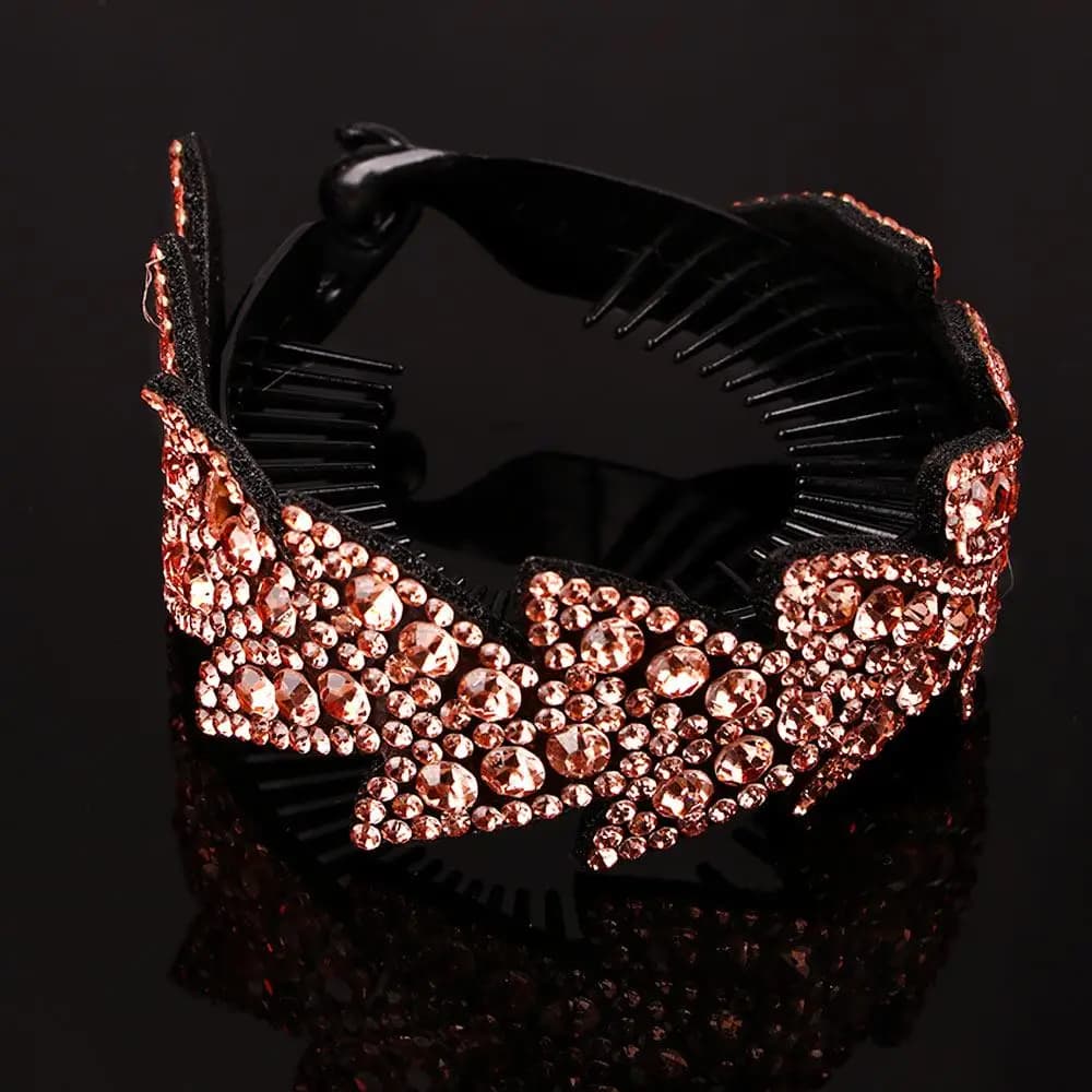 Forcina Accessori per capelli lucidi Strass Donna Nido di uccello Clip twist Creatore di panini floreali Copricapo Foglie Artiglio per capelli