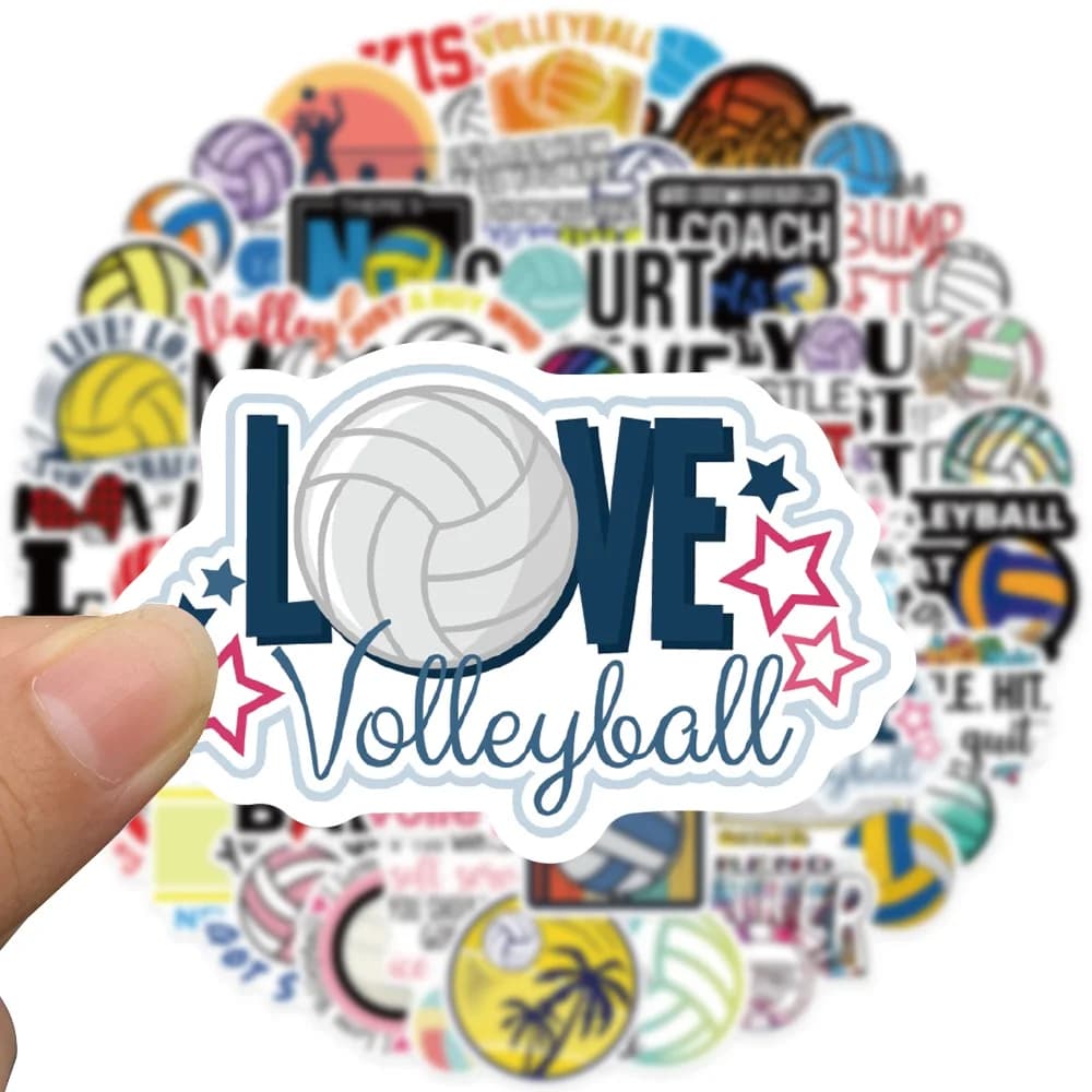 Wall decal 50 pcs Sports Volleyball Cartoon I Love Volleyball Waterproof Wall decal for notebook helmet DIY personalised