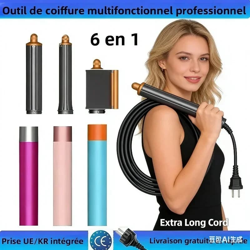Multi styler 6 IN1, high power 1300 W, combines drying, smoothing and curling functions, suitable for domestic use and in salon