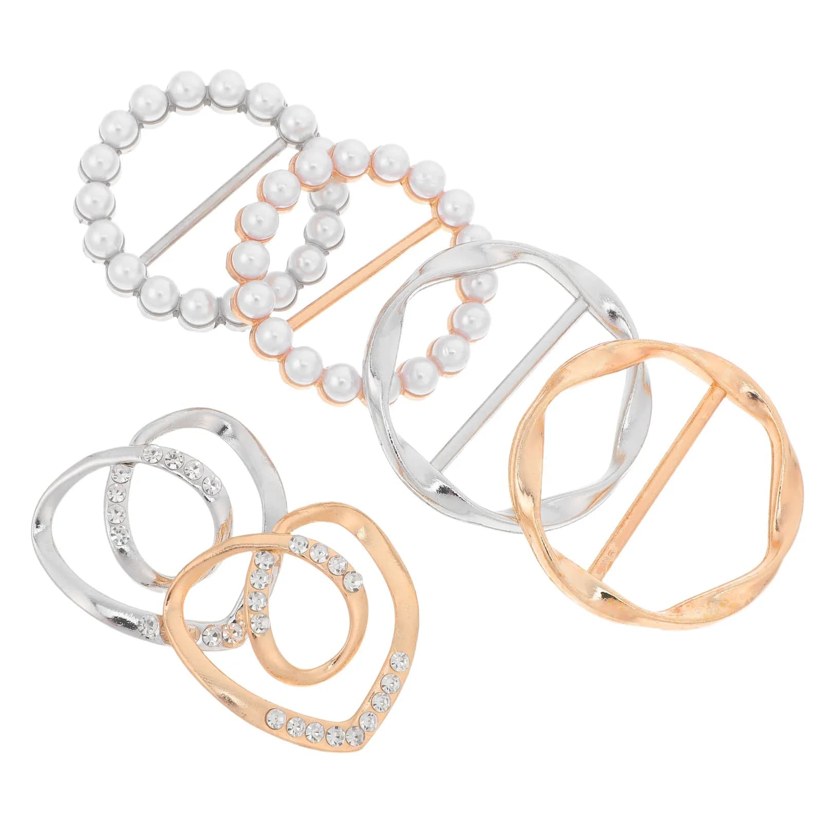 Set di 6 Fermagli per Sciarpe in Seta con Perle, Eleganti Accessori per Abbigliamento, per Occasioni Formali e Casual, Spille per Sciarpe da Donna