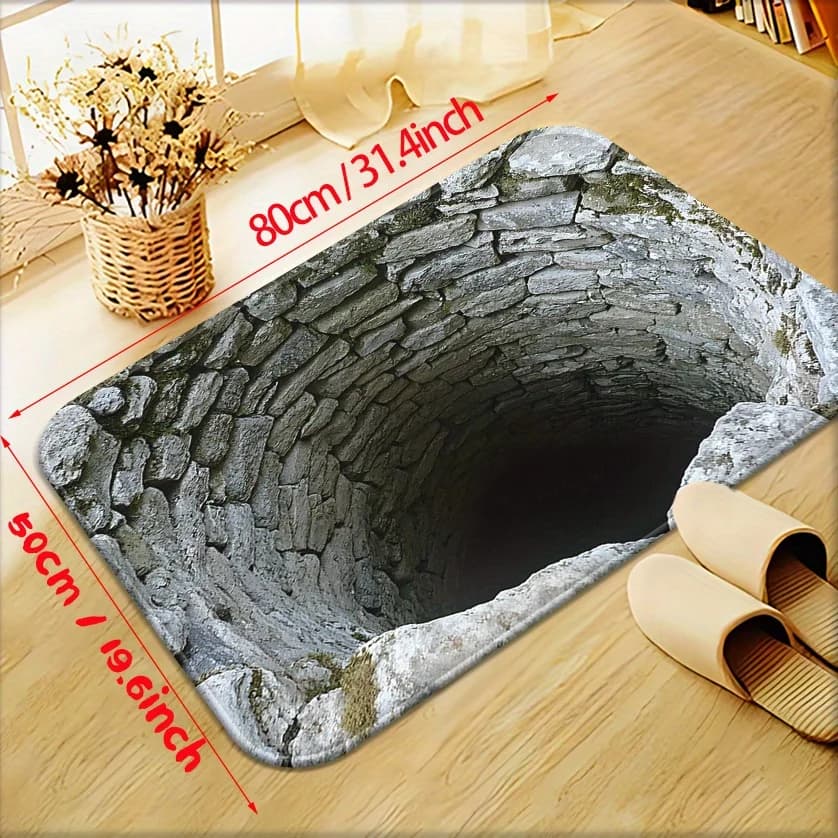 3D Visual Polyester Cloth Floor Mat for Household Bathroom Door, Absorbent and Non Slip Foot Mat, Easy To Maintain