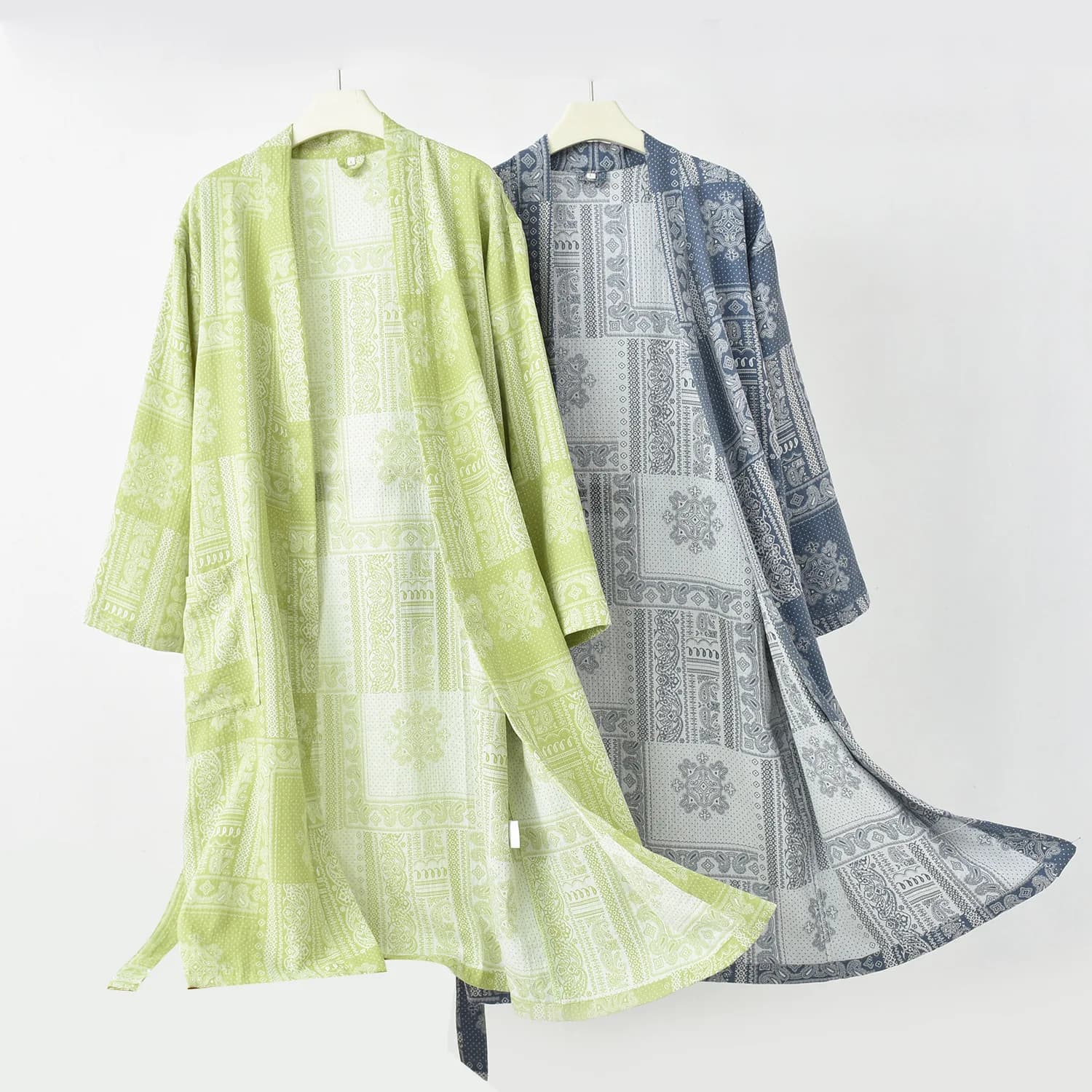 2025 Nuove coppie Kimono Accappatoio Abito da donna e da uomo in pura garza di cotone Abito lungo Camicia da notte Indumenti da notte Abito da casa allentato Abbigliamento da salotto