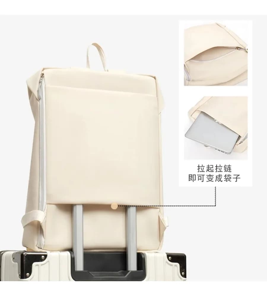 Korean style women’s school backpack with trolley sleeve niche design and large travel capacity