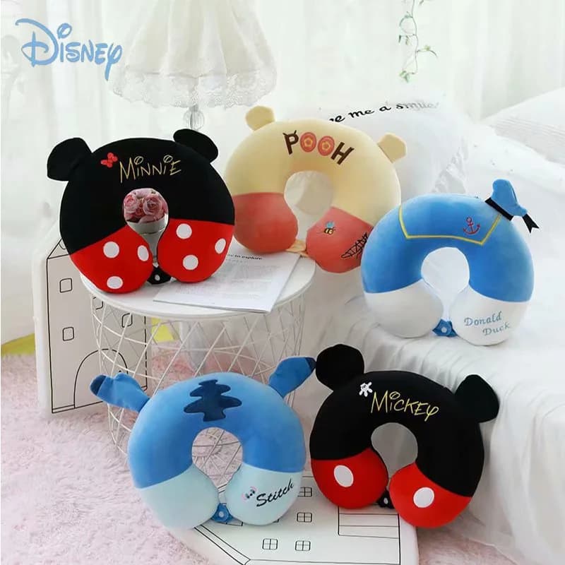 Disney Mickey Minnie Stitch Cartoon Kawaii Viaggio Portatile a forma di U Cuscino per auto Ufficio Cuscino per il collo Cuscino cervicale Ragazzo Ragazza Regali