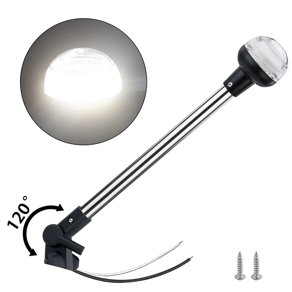 Luce di poppa per barche, luce superiore Bimini, luci di navigazione, luci di ancoraggio bianche, base pieghevole, certificato USCG 2NM, per barche pontone