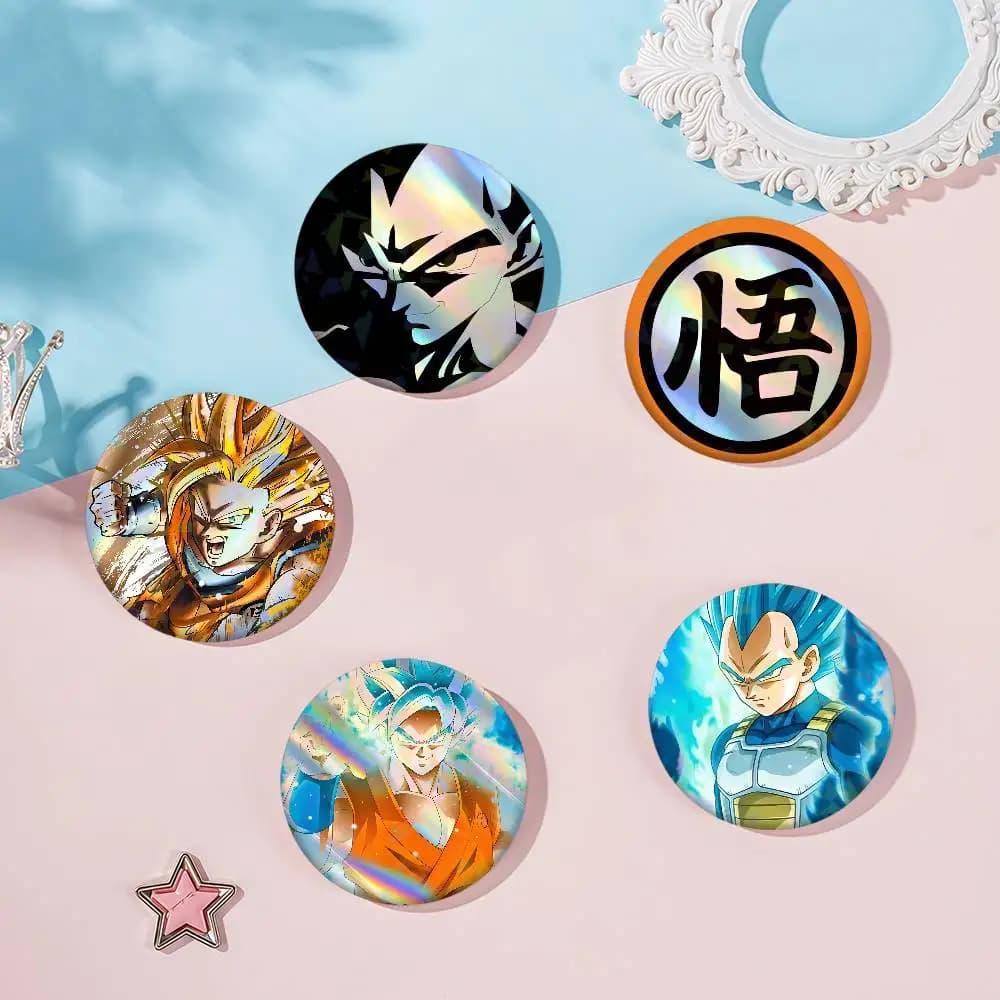 D-DRAGON BALL Magic Shark Goku Vegeta Shinny h Badge Set Glass Shine Brooches Lapel Backpack Costume Gifts Decoration birthday
