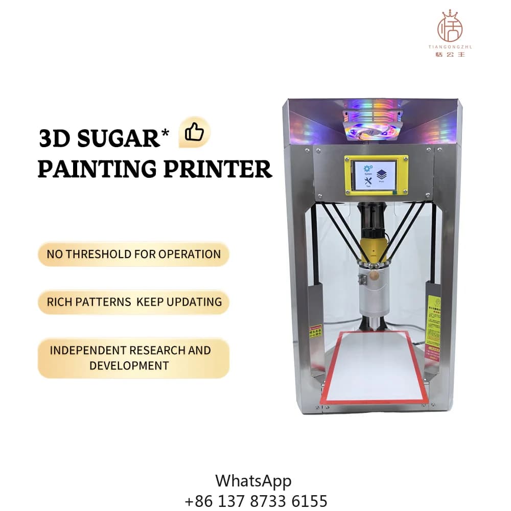 Customizable Pattern User Friendly Commercial Semi Automatic Food Grade New 1 Year Warranty 3D Sugar Painting Printer