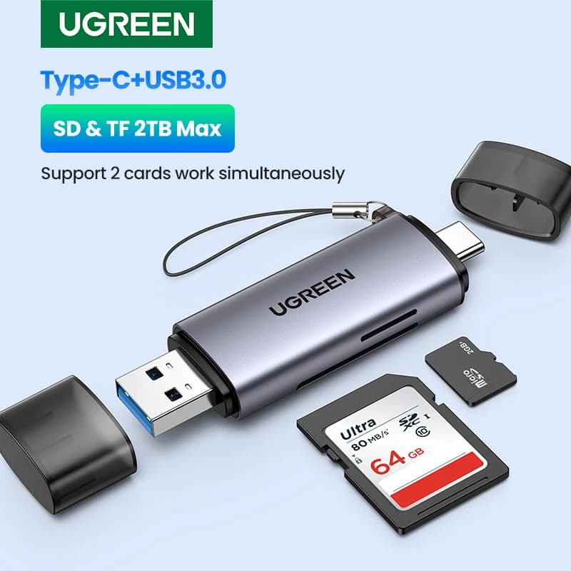 Lettore di schede UGREEN lettore di schede USB 3.0 e da tipo C a SD Micro SD TF per accessori per Laptop per PC lettore di schede SD Cardreader di memoria intelligente