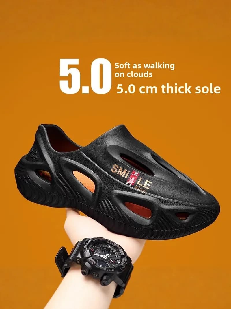Sandali Estivi da Uomo Antiscivolo Sportivi da Spiaggia con Suola Spessa, Ciabatte Casual in EVA Stampate a Iniezione, Calzature Basse con Tacco Piatto