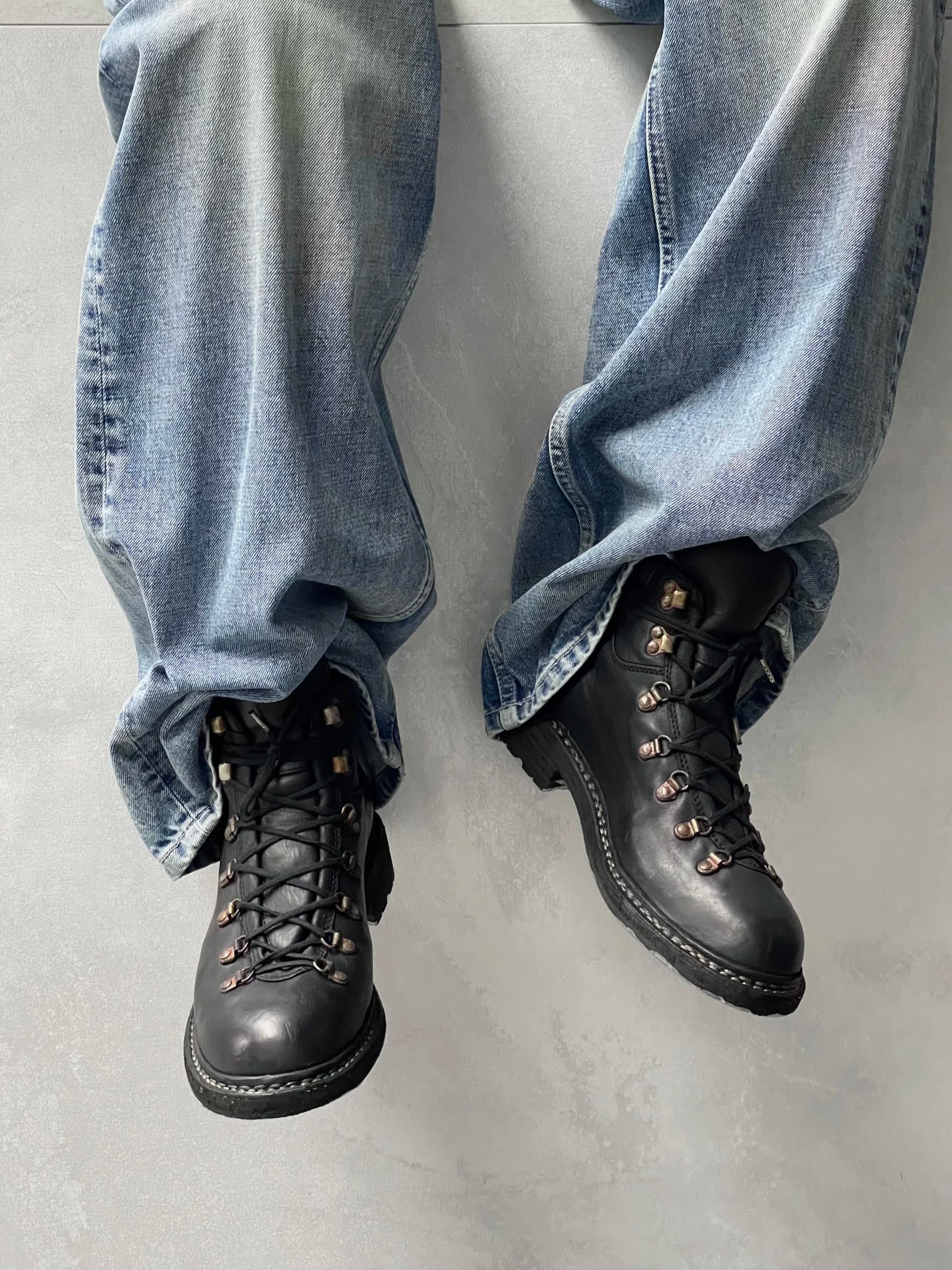 Stivali vintage da uomo da trekking per moto, alti, in pelle, indossati, abbigliamento da lavoro, stivali ortod Briti Sle Thi Bot