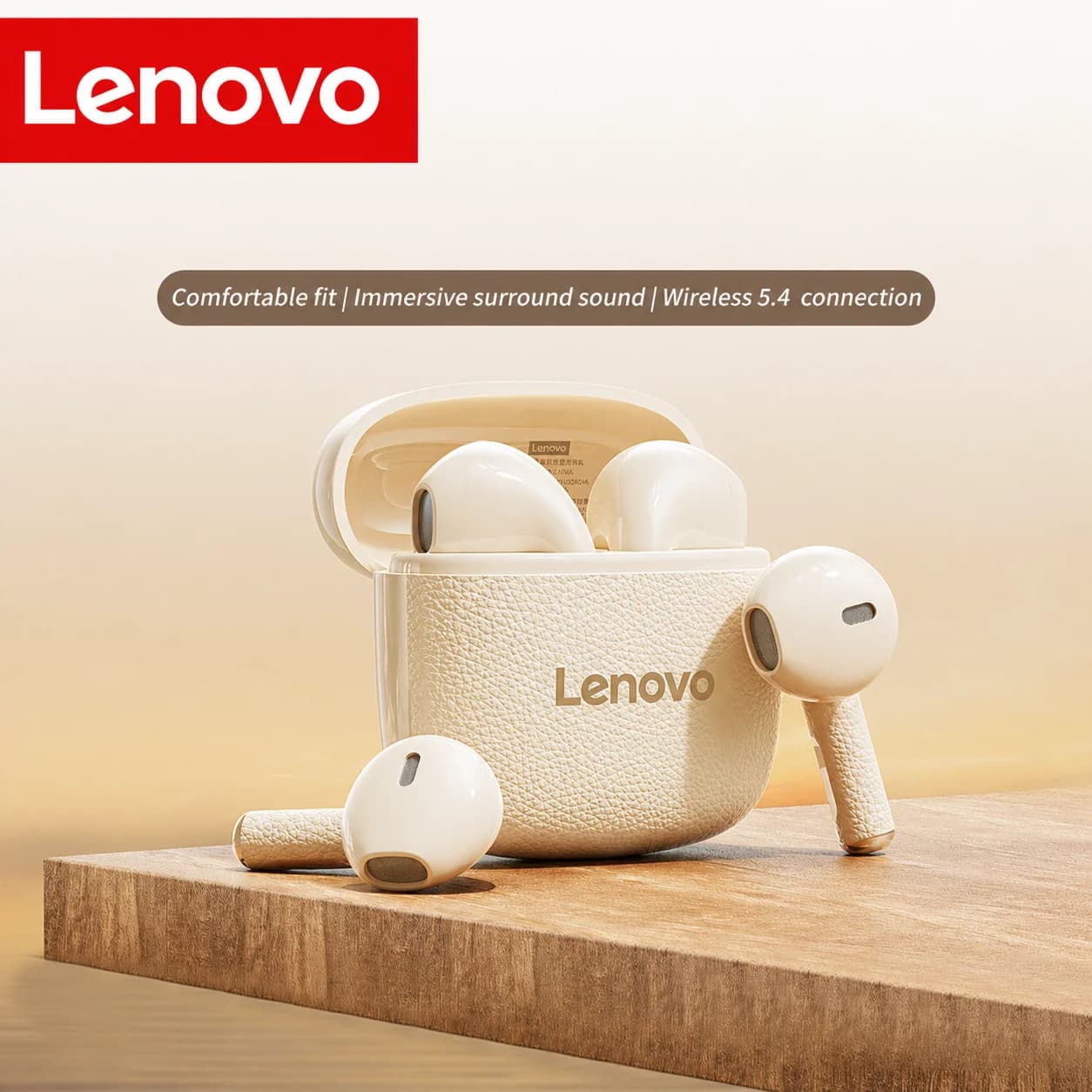 Original Lenovo EA166 TWS Bluetooth 5.4 Earphones True Wireless Game Headphones Leather Texture Hi-Fi Sound Waterproof Headset
