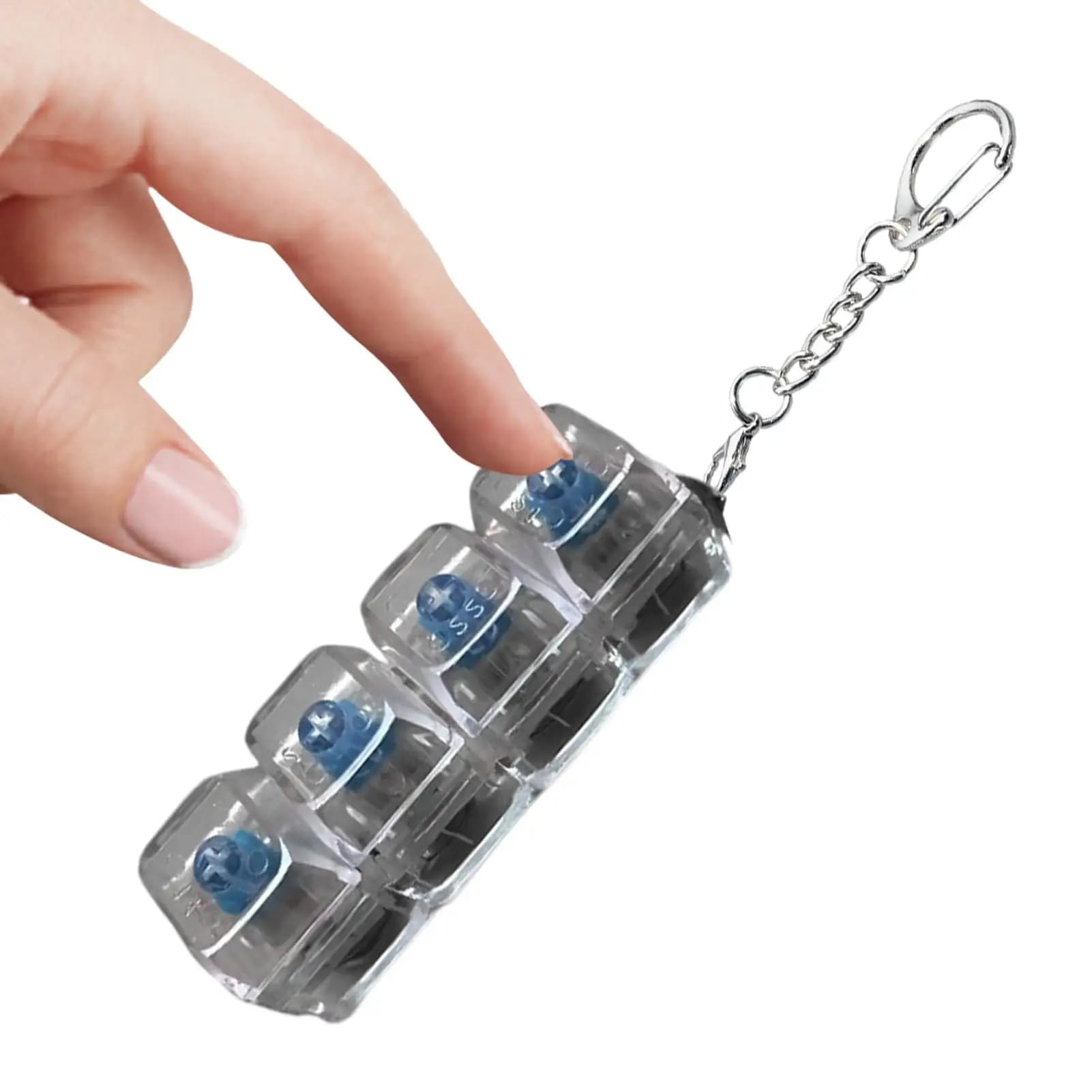 Giocattolo Antistress a Forma di Tastiera con 4 Tasti e Luce, Portachiavi per Adulti, Stimolazione Sensoriale per Aula Scolastica e Scrivania, Contro la Noia
