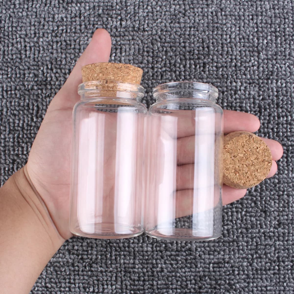 2 Pezzi/Lotto Bottiglie in Vetro da 50ml 60ml 80ml 100ml 120ml 150ml con Tappo in Sughero, Barattoli per Caramelle e Spezie, per Artigianato e Bomboniere, 6 Misure a Scelta