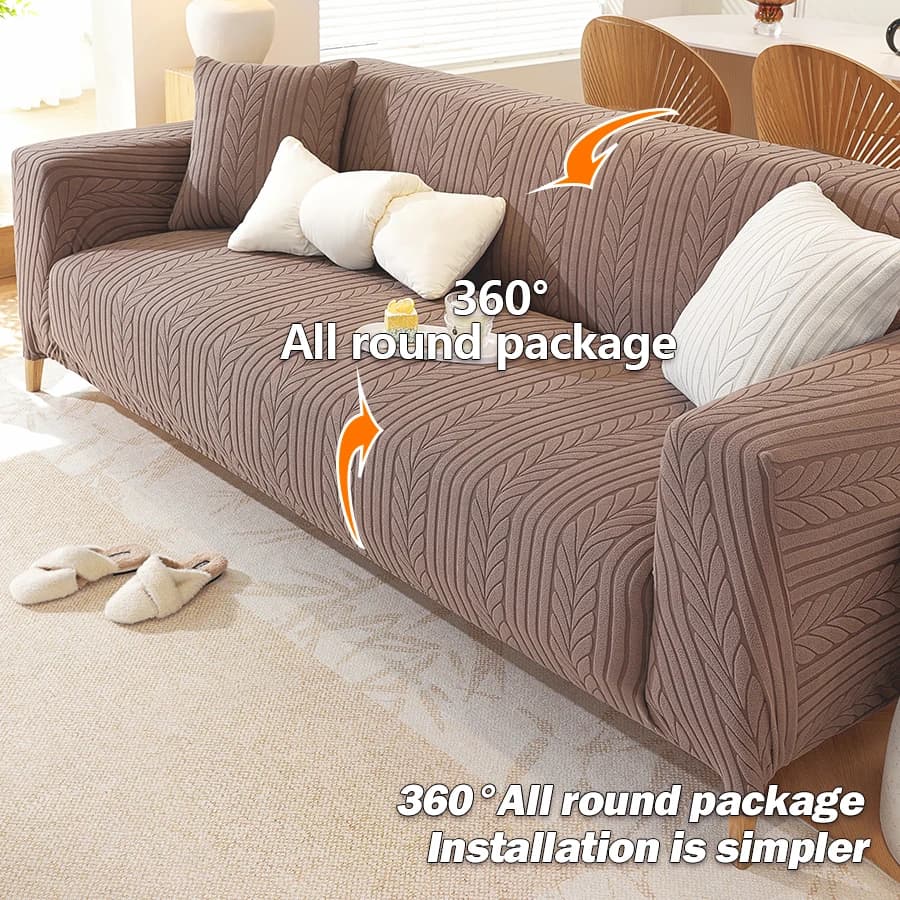Solid color wavy elastic sofa cover suitable for all seasons washable and scratch resistant suitable for bedrooms living room