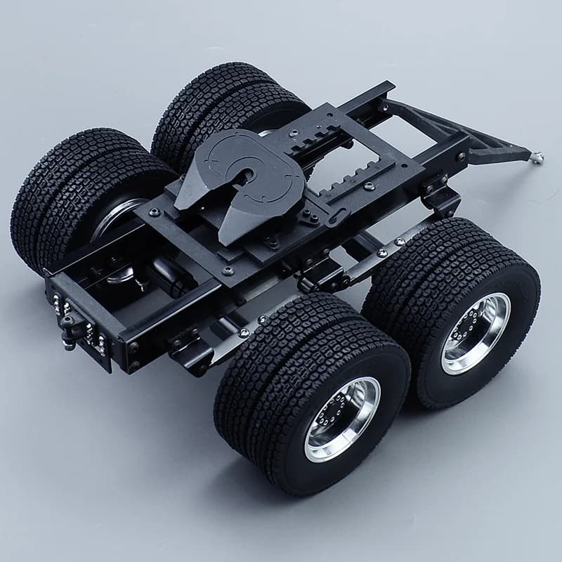 Rimorchio a 1 e 2 assi interamente in metallo in scala 1:14 con quinta ruota di trazione per camion Tamiya RC SCANIA 770S VOLVO FH16 BENZ MAN LESU Car