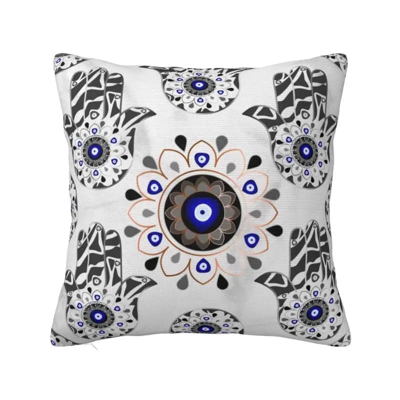 Custom Mandela Evil Eye Hamsa Pattern Throw Pillow Sofa Mandala Floral Evil Eye Luxury Cushion Cover Car Pillowcase