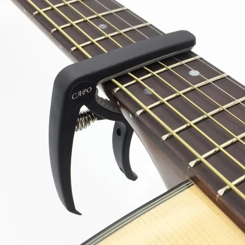 Capotasto per chitarra Capotasto per chitarra folk in plastica e acciaio in resina Ukulele Clip universale per trasposizione due in uno