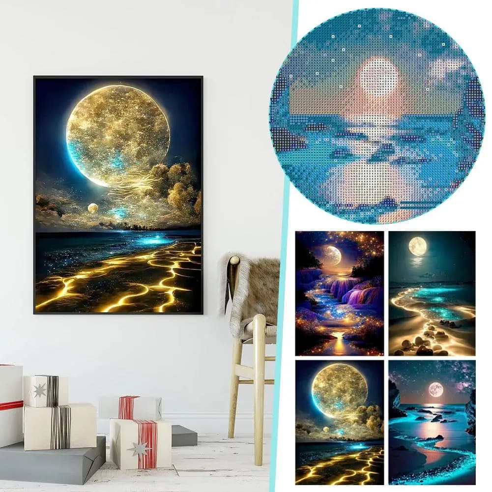 Tree Waterfall Landscape Embroidery Dream Catcher 30x40cm Crafts Round Drill Decor Needlework Full Home O9S1