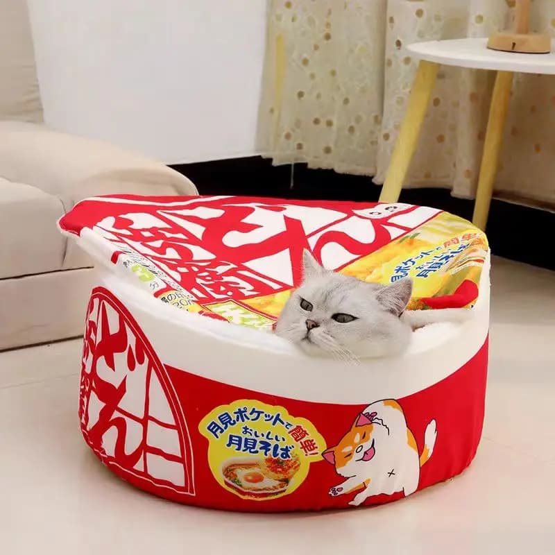 Cuccia per Cani e Gatti Super Grande a Forma di Noodle Istantaneo, Cuscino Caldo per Animali Domestici, Letto Comodo a Forma di Udon