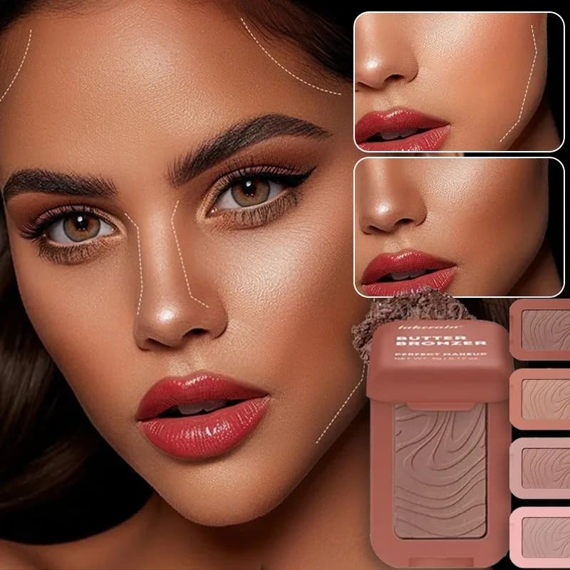 Bronzer per il viso, Contouring Impermeabile Monocromatico Nude Opaco Effetto Seta, Palette Ombreggiante in Polvere, Cosmetici Coreani per il Viso