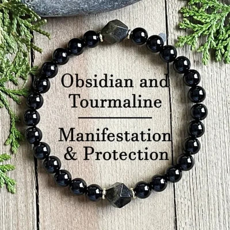 Black Onyx Beaded Bracelet Evil Eye Protection Bracelet Natural Wear Decoration Accessory Yoga Energy Meditation Bracelet
