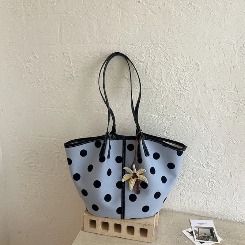 New Korean Style Polka Dot Tote Bag For Women Large Capacity casual simple Canvas Handbag Shoulder Bag For Commute School